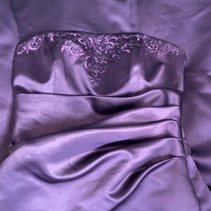 Purple beaded sexy strapless prom dress Y2K, witchy, goth, whimsigoth, vampy,